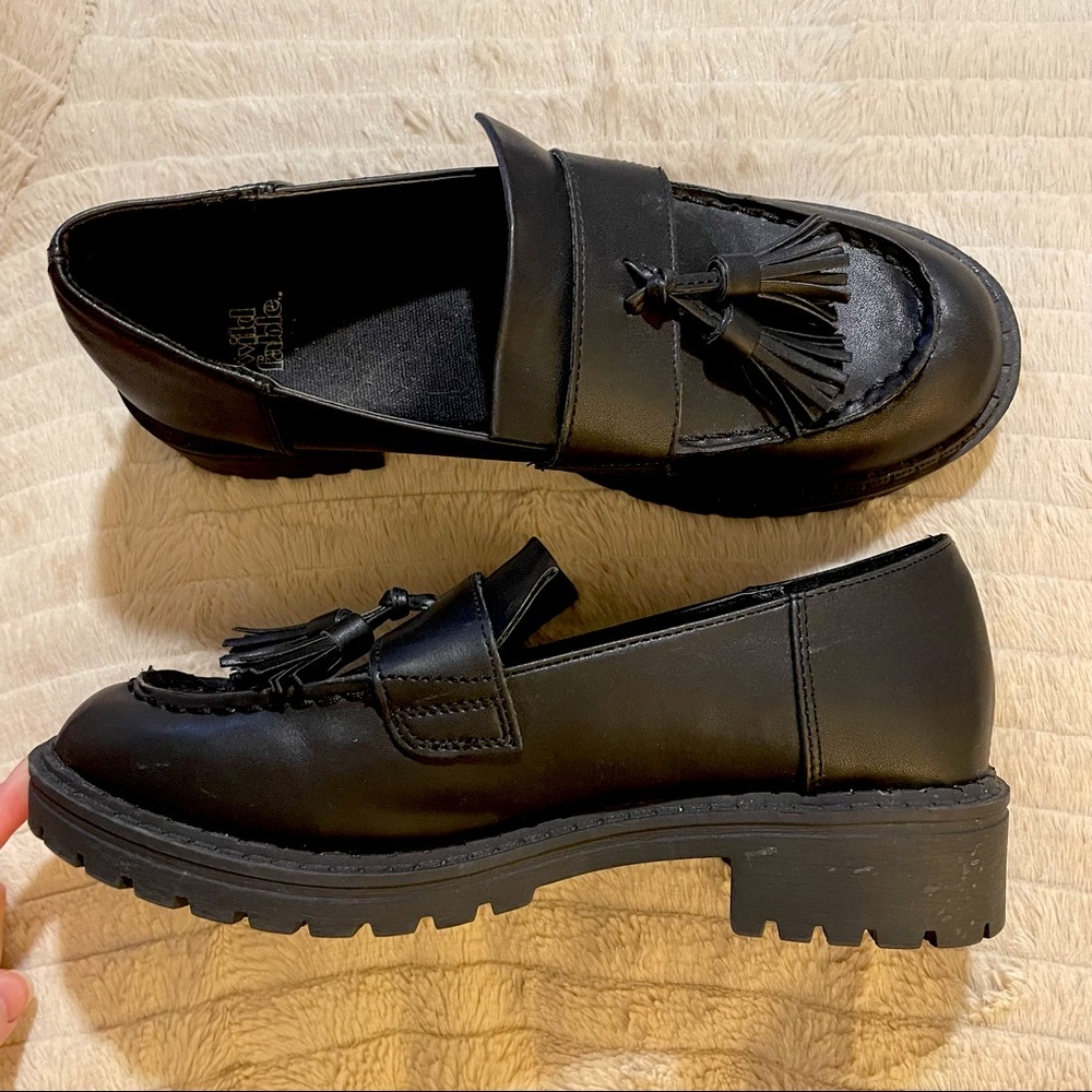 Mallory Tassel Chunky Black Loafers